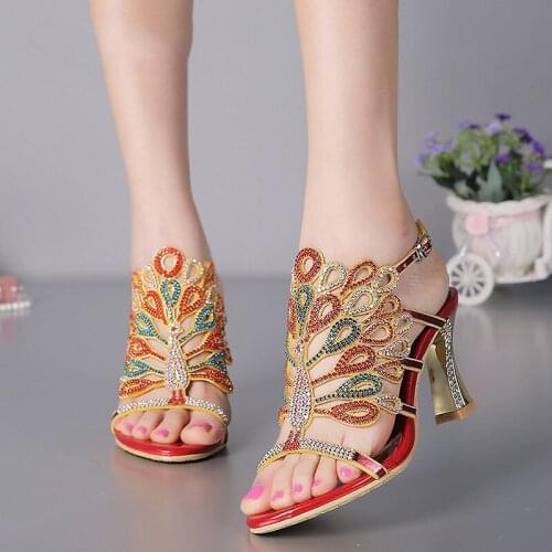 2018 Comfortable Summer Womens Rhinestone Wedding Shoes Size 11 Luxury Leather Sandals High Heels