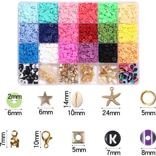 24 Cells/Box Mix Color Ceramics Beads 6mm 7mm 8mm 10mm Various Shape With Thread Line For For Jewelry Making DIY Bracelet