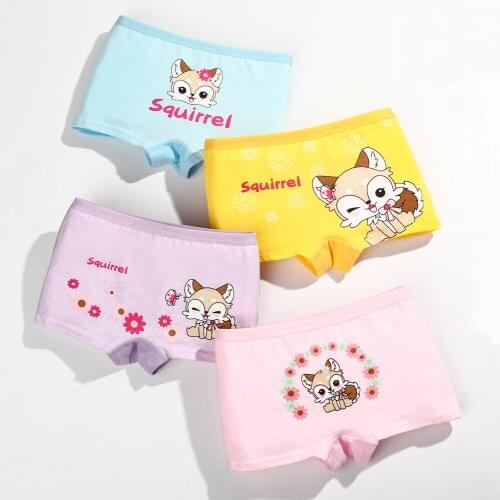 4 Pcs/lot Children Cotton Panties Girls Underwear Cute Cartoon Printed Baby girls Kids Boxers Briefs Soft Panties for Girl Sets
