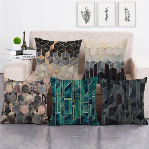 45cm*45cm golden geometric design linen/cotton throw pillow covers couch cushion cover home decor pillow