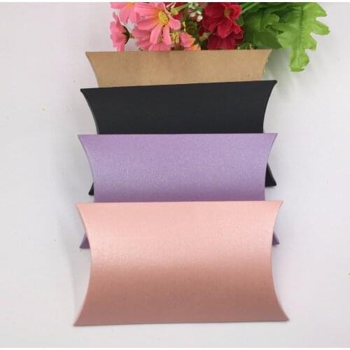 50pcs 4 Colors Wedding/Party Gift Boxes,Paper Pillow Packing Candy/Chocolate/Jewelry/ Box Kraft Paper Favor storage boxes