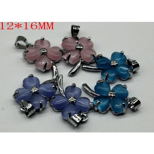 AA Wholesale 10price Cat eye stone 4 Leaf Leaves clover pendant necklace high Quality party cute girl charm women fashio