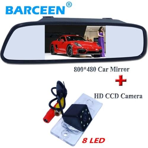 Apply for VW Touareg/Porsche Cayenne /Fabia/Poussin 4.3" superior car rear mirror monitor +8 led waterproof car rear camera