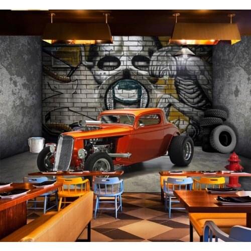 Custom Large Wallpaper Murals 3d Space retro vintage car nostalgia wall restaurant bar background Wall Mural 3D Wallpaper