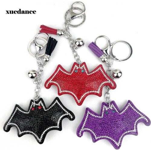Full Crystal Rhinestone vampire bat Keychain Car keyrings Womens bags Decoration Accessories horse Pendants Jewelry