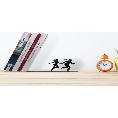 Decorative Book Holder - Two escaping Figure Bookshelf Electrostatic painted Quality Metal Book Holder Table Top Bookcase Shelf