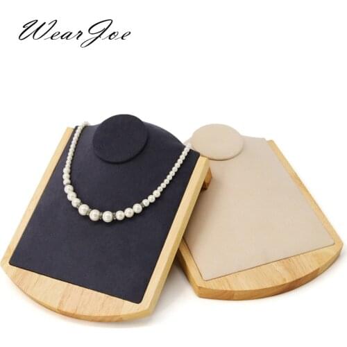 Wood Pearl Necklace Pendant Chain Jewelry Bust Display Holder Stand Holder Organizer Model Horizontal Mannequin Storage Showcase