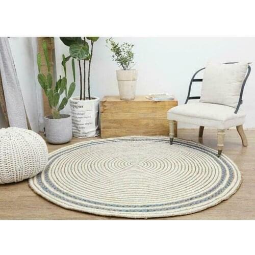 Jute Natural Double-sided Handmade and Denim Rugs Modern Living Rustic Look Rags for Home Decoration