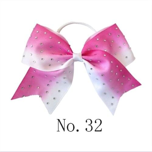 100 BLESSING Good Girl 4.5" Cheer Leader Bow Elastic Hair Accessories Rhinestone