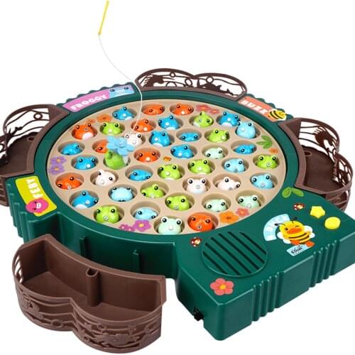 Electric Musical Rotating Fishing Toy Children Board Play Fish Game Magnetic Fish Outdoor Sports Educational Toys For Boys Girls