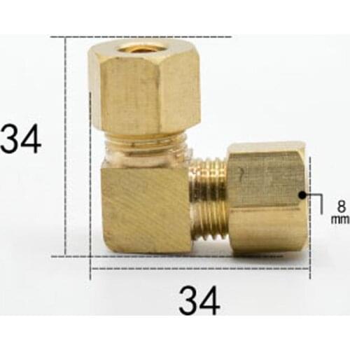Fit Tube OD 8mm Brass Compression Fitting Union Elbow Connector Water Gas Fuel