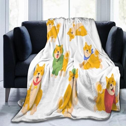 Flannel Blanket Funny Akita Puppy Soft Thin Fleece Blanket Bedspread Cover for Bed Sofa Home Decor Dropship