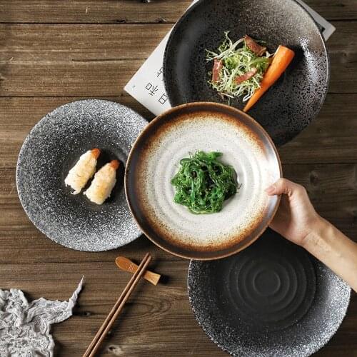 Guopin Deep round plate, ceramic creative salad plate, household dish, shallow plate