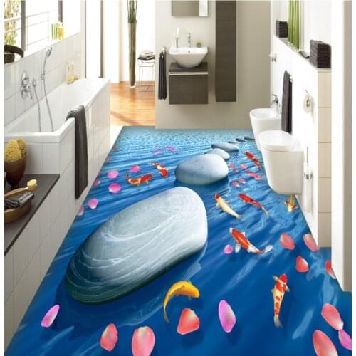 Stone petal squid 3D floor 3D PVC Floor Sticker Printing Waterproof Wallpaper Mural Decorations