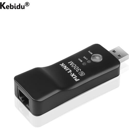 Kebidu 300Mbps USB WIFI Repeater 2.4GHz Wireless WiFi Signal Amplifier WI-FI Range Extender with Lan Port Adapter for TV Player