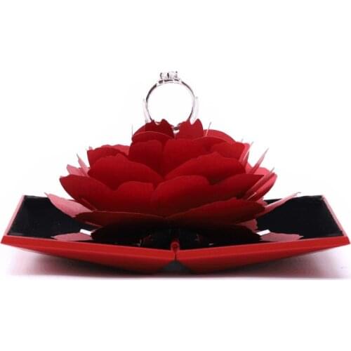 100 Languages I Love You Projection Ring Wedding Two In One Crown Rings With Rose Flower Box Couple Jewelry Gift