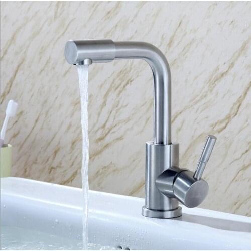 Kitchen High-quality 304 stainless steel brushed folding basin faucet 360 degree rotating vegetable bowl faucet hot&cold tap