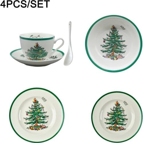 4 Pcs/set Christmas tree Dinnerware Set Western Cutlery Kitchen Food Tableware Dinner Set Christmas Gift Drop shipping