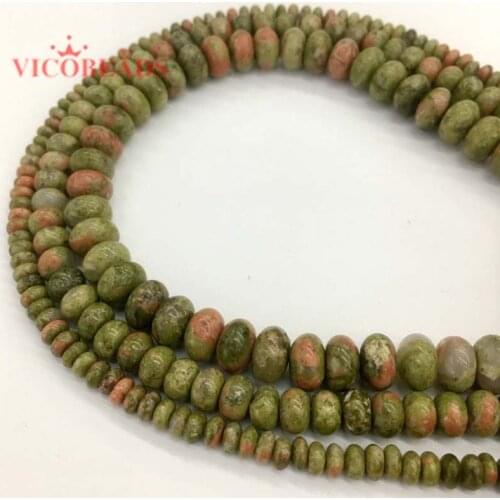 Natural Unakite Rondelle Stone Beads For Jewelry Making 15inch Spacer Beads Diy Bracelet