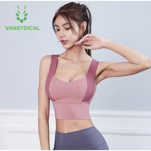 New Women Vest-type Sports Yoga Bra Push Up Shockproof Running Gym Bra Out Wear Breathable Fitness Training Workout Underwear