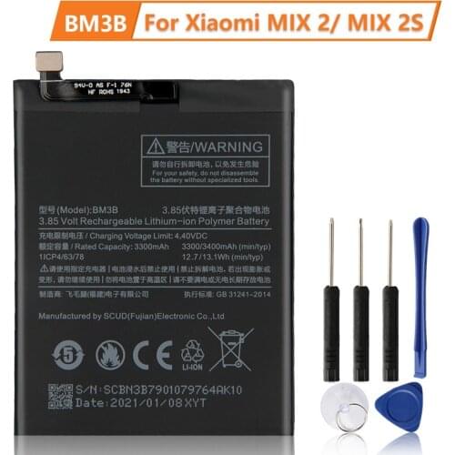 XiaoMi Original Replacement Battery BM3B For Xiaomi MIX2 MIX 2 100% New Authentic Phone Battery 3400mAh