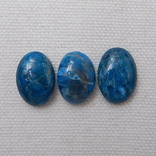 Wholesale 3Pcs Natural Stone Blue Apatite Crystal Oval Shape Cabochon Setting 18x13x5mm 17x12x5mm 8.8g