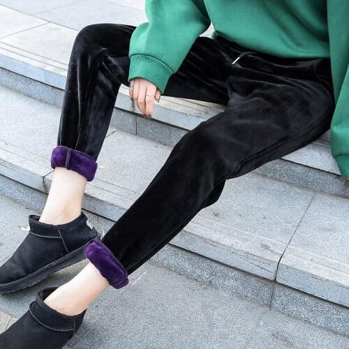 Autumn Winter fleece velvet pants ladies loose trousers sweatpants warm plus size thick casual pants