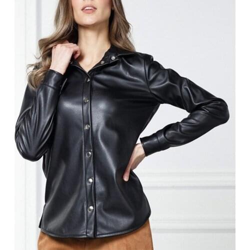 Autumn Women Jacket Coat Faux Leather Black Ladies Jackets Long Sleeve Single Breasted Fashion Casual Spring Outwear 2021 Trendy