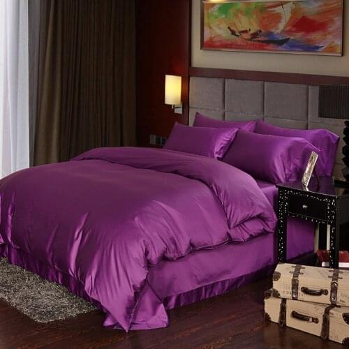 Luxury Deep purple Egyptian cotton bedding sets sheets queen duvet cover king size doona quilt bed in a bag bedsheet linen 4pcs