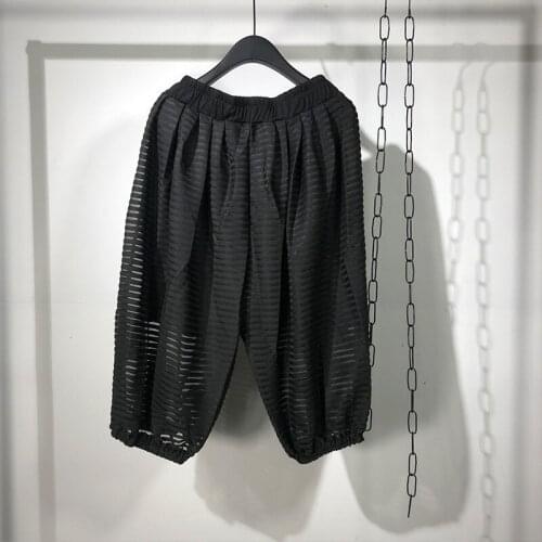 Owen Seak Men Casual Harem Shorts Cotton Gothic Mens Clothing Sweatpants Summer Women Knee Length Loose Black Short Size XL