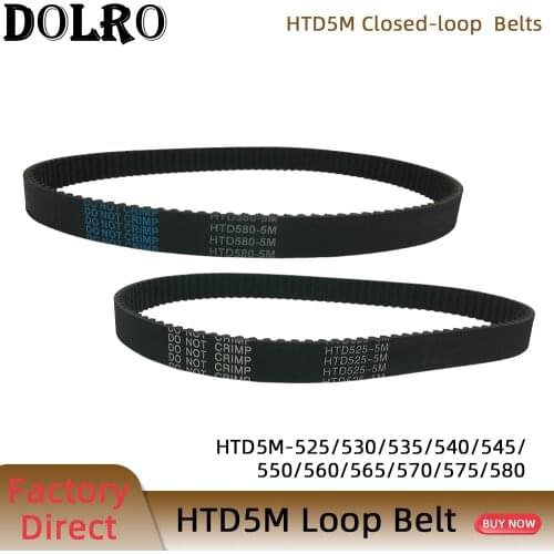 HTD5M Synchronous Timing belt Pitch length 525/530/535/540/545/550/560/565/570/575/580 mm width 9/10/12/15/20/25mm Rubber closed