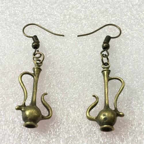 Antique vintage bronze plated diy teapot vase earrings for women metal alloy drop dangle earring jewelry fashion ear jewellery