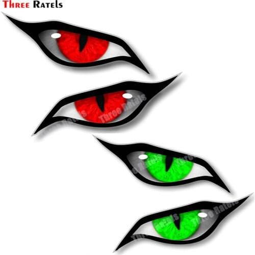 Three Ratels B313 Pair Of Evil Eyes Eye Design With Red Iris For Motorcycle Helmet Drone Etc. External Vinyl Car Sticker Decal