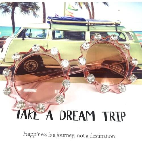 ZAOLIHU Gorgeous Pink Baby Sunglasses Crytal Handmade Baby Eyeglasses Small Round Summer Eyewear Vintage Cute Girls Sun Glasses