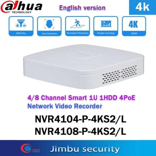 Dahua Video recorder NVR 4K NVR4104-P-4KS2 4CH NVR4108-P-4KS2 8CH 4/8-channel IP video access cctv Lite Network Video Recorder
