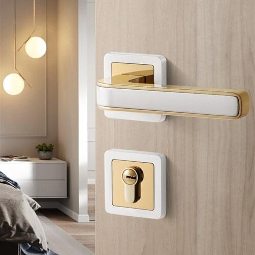 Modern Zinc Alloy Security Door Handle Lock Indoor Silent Door Lock Bedroom Mute Split Gate Lock Furniture Hardware Supplies