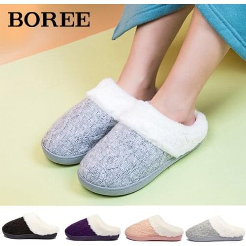 Women Slippers Winter Warm House Home Soft Non-Slip Plush Cotton Shoes Men Lovers Bedroom Ladies Girls Boys Cute Fur Slides