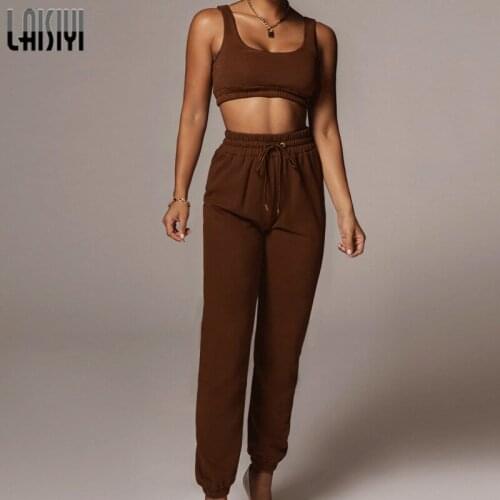 Women Matching Sets Sweatsuits Casual Bra Drawstring Pockets Sweatpants Set 2 Pieces Jogger Autumn Tracksuit Womens Summer Suit
