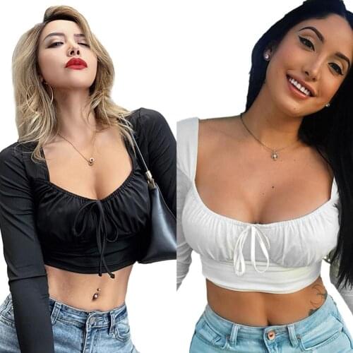 Women Solid Bandage Square Collar Summer Top Women Bow Tie Sexy Women T Shirt Lace Up Vest Square Collar Shorts Tops