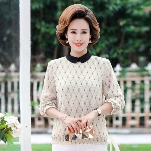 Spring Autumn Mother Long Sleeve Tops 2021 New Fashion Women Clothing Casual Plus Size Women Pullover Plaid T-Shirts