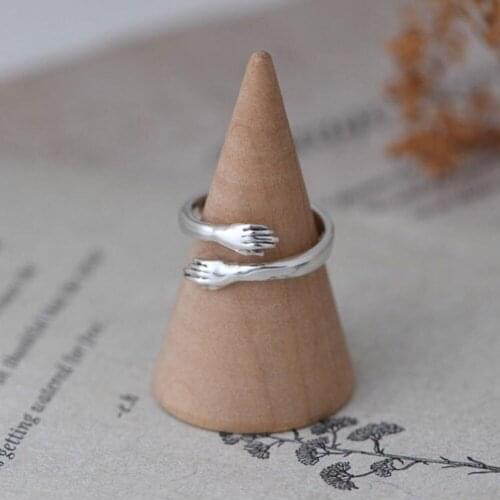 Hot new Fresh Flower silver European jewelry love hug tail moonstone ring retro fashion tide flow open ring Fashion Gift