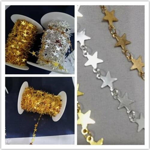 1Yard/Lot Pure Copper Star Chain tassel Creative Handmade DIY Earring Accessories Necklace Bracelet Ear Jewelry Material 1 layer