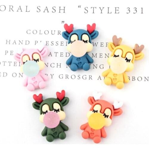 10pcs/lot Flat Back Resin Cute Cartoon Bubble blowing Animals Charms DIY Cabochons Embellishment Accessories Craft