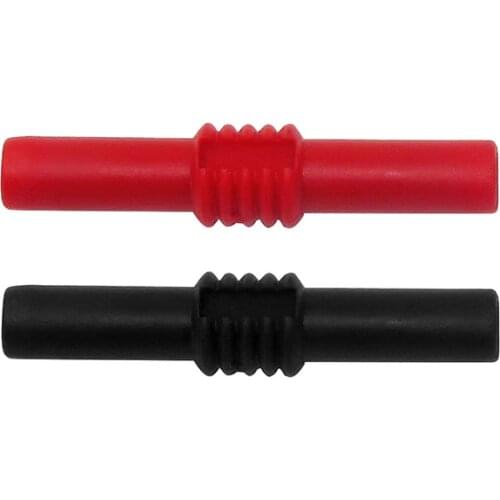 2pcs Insulated 4mm to 4mm Banana Plug Female Socket Coupler Connector Female Adapter Extension Insulated Black Red