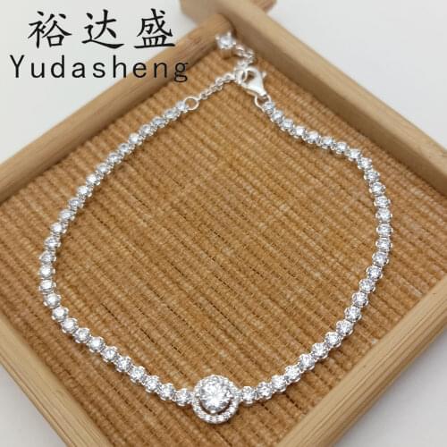 2021 Mothers Day Gift High Quality Jewelry Sterling Silver Sparkling Halo Tennis Bracelet (Adjustable Size)