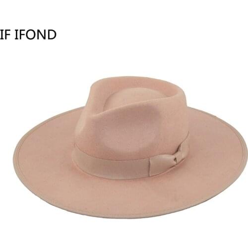 2022 Winter 100% Wool Classic Fedoras Hats British Style Big Brim Church Derby Top Hat Socialite Elegant Ladies Jazz Dress Hat