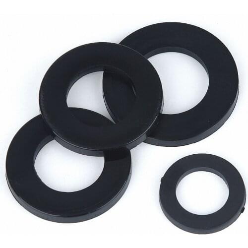 50pcs M2 M2.5 M3 M4 M5 M6 M8 M10 M12 M14 M16 M18 M20 Black Nylon Flat Washer Plastic Plane Spacer Insulation Gasket For Screw