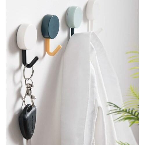 Free Punching Creative Cute Small coat towel Hook Rubber Key Wall Hanging No Trace Dormitory Female Hanger Strong Sticky porta