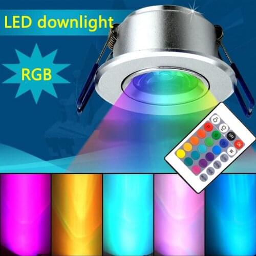 3W RGB LED Downlight Spotlight IR Remote Control 110V 220V High Quality Aluminium Body Wireless lighting