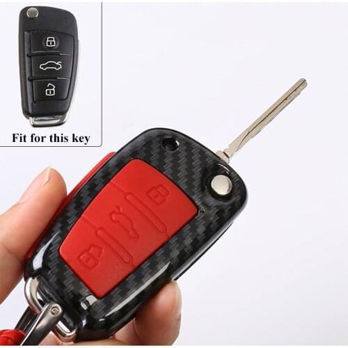 3 Buttons Carbon Silicone Car Key Case Cover For Audi A1 A3 A4 Q3 Q7 A6L Car Styling ABS Key Fob Remote Shell with Keychain Case